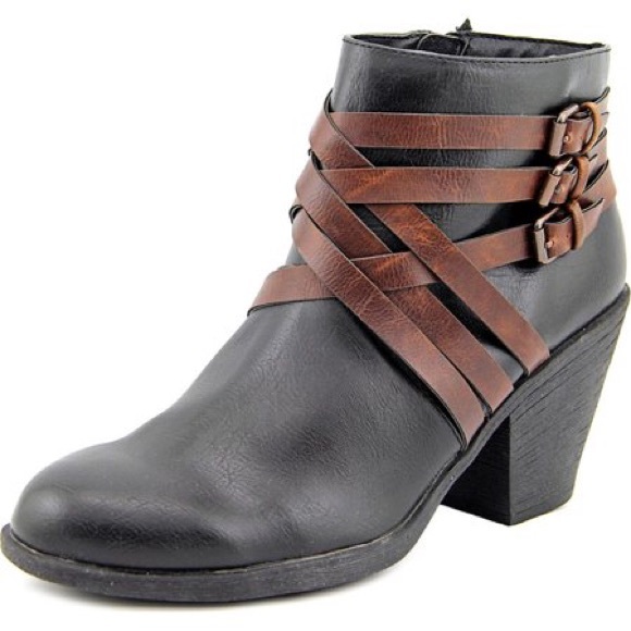 EuroSoft Grey + Brown Strappy Ankle Boots - Picture 2 of 5
